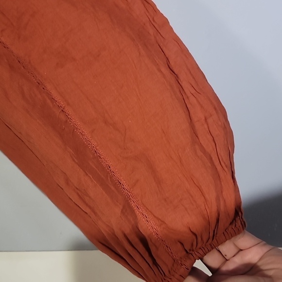 Free People Intimately Boho Rust Long Sleeve Off Shoulder Bodysuit Blouse - Picture 5 of 13